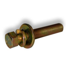 color plated hex bolt with flat washer and spring washer